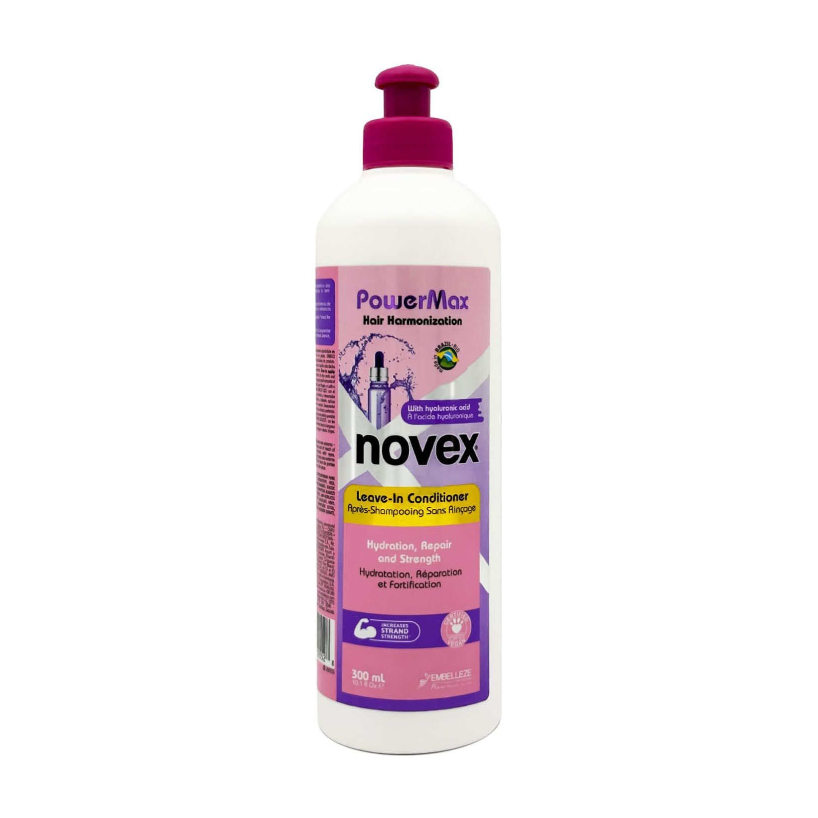Незмивний кондиціонер для волосся Novex PowerMax Hair Harmonization Leave-In Conditioner з гіалуроновою кислотою, 300 мл